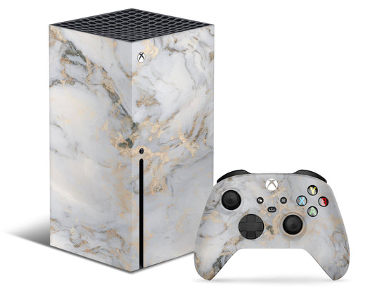Lux Skins Xbox Series X Ethereal White Gold Marble Xbox Series X Skins - Pattern Marble & S Skin
