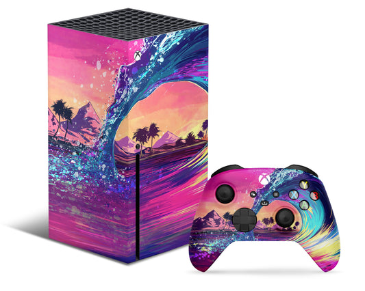 Lux Skins Xbox Series X Retrowave Synthwave Xbox Series X Skins - Pop culture Retro & S Skin