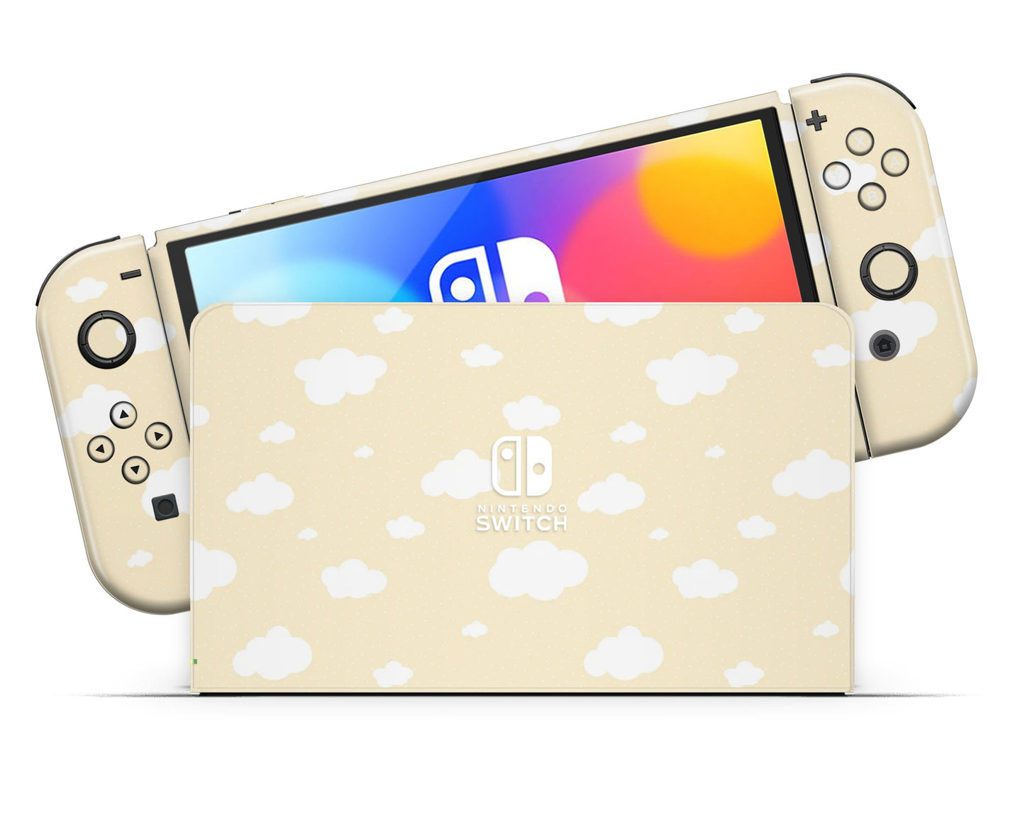 Cute Yellow Clouds Nintendo Switch OLED Skin
