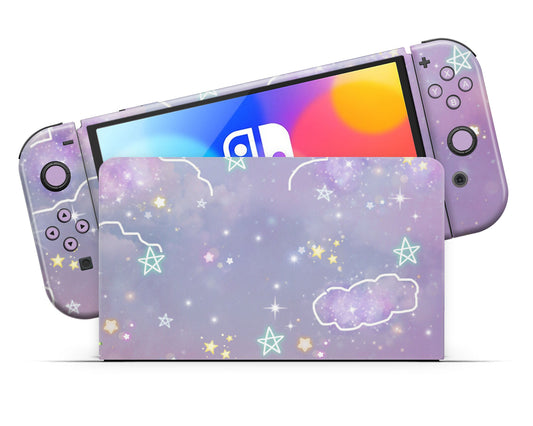 Pastel Purple Galaxy Nintendo Switch OLED Skin