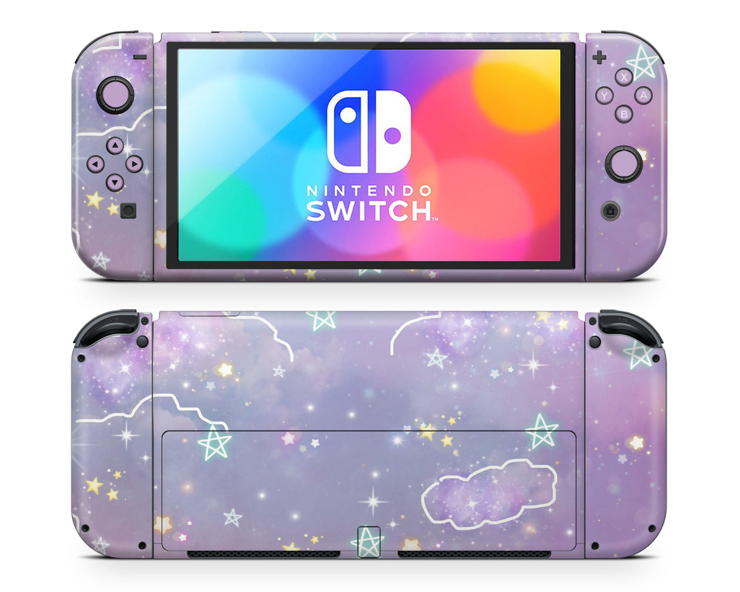 Pastel Purple Galaxy Nintendo Switch OLED Skin