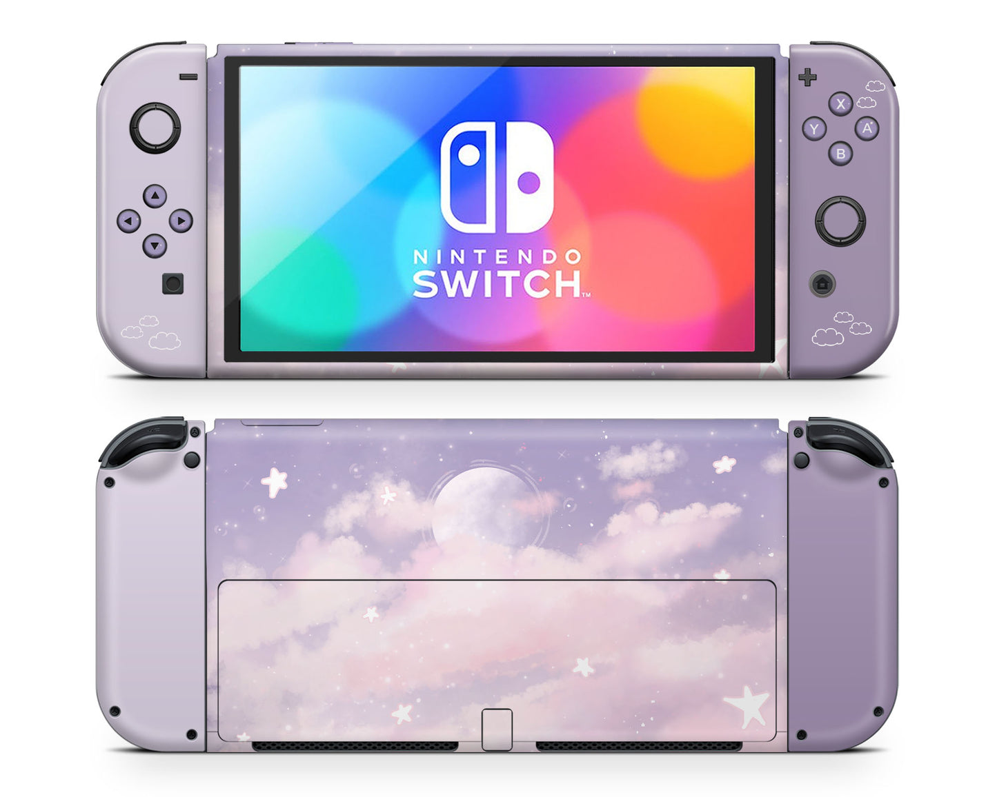 Purple Clouds Nintendo Switch OLED Skin