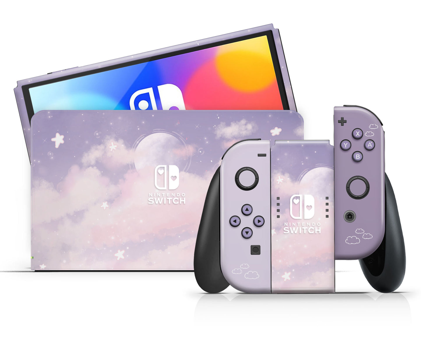 Purple Clouds Nintendo Switch OLED Skin
