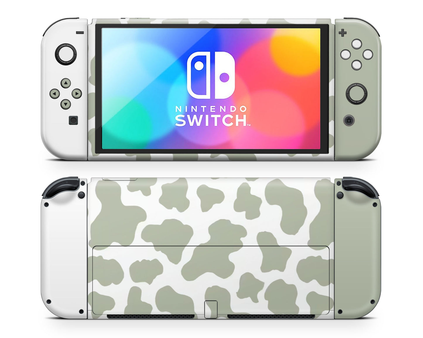 Sage Cow Pattern Nintendo Switch OLED Skin