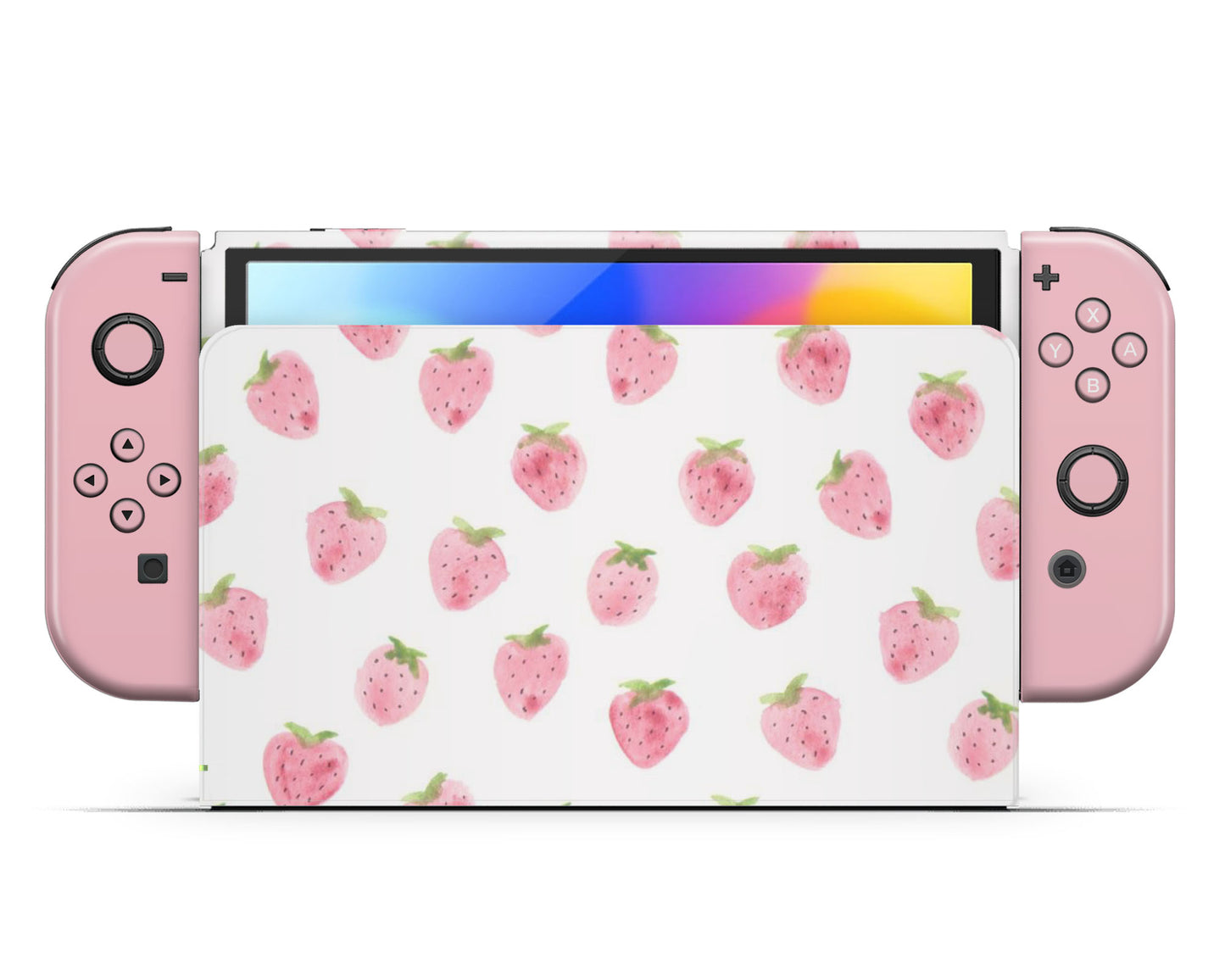 Strawberry Pattern Cute Nintendo Switch OLED Skin